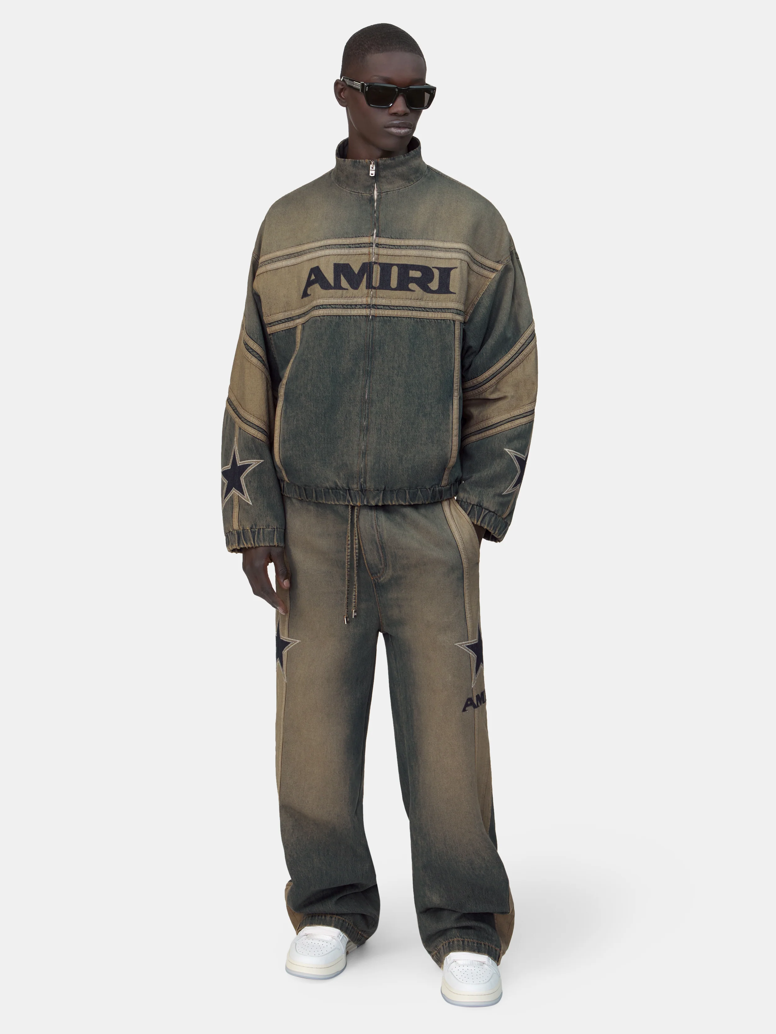 AMIRI SPORT DENIM TRACK PANT - Worn Slate