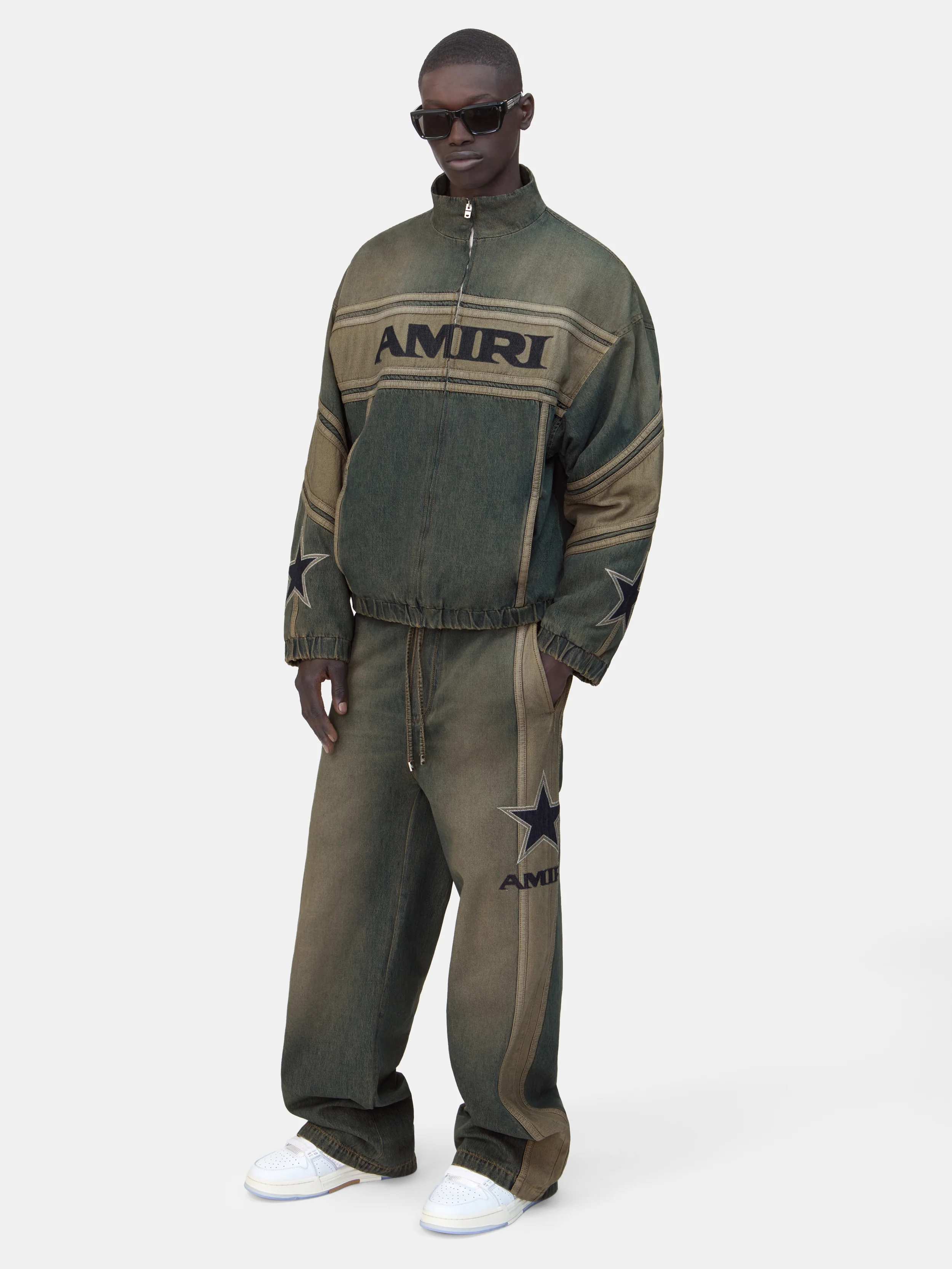 AMIRI SPORT DENIM TRACK PANT - Worn Slate