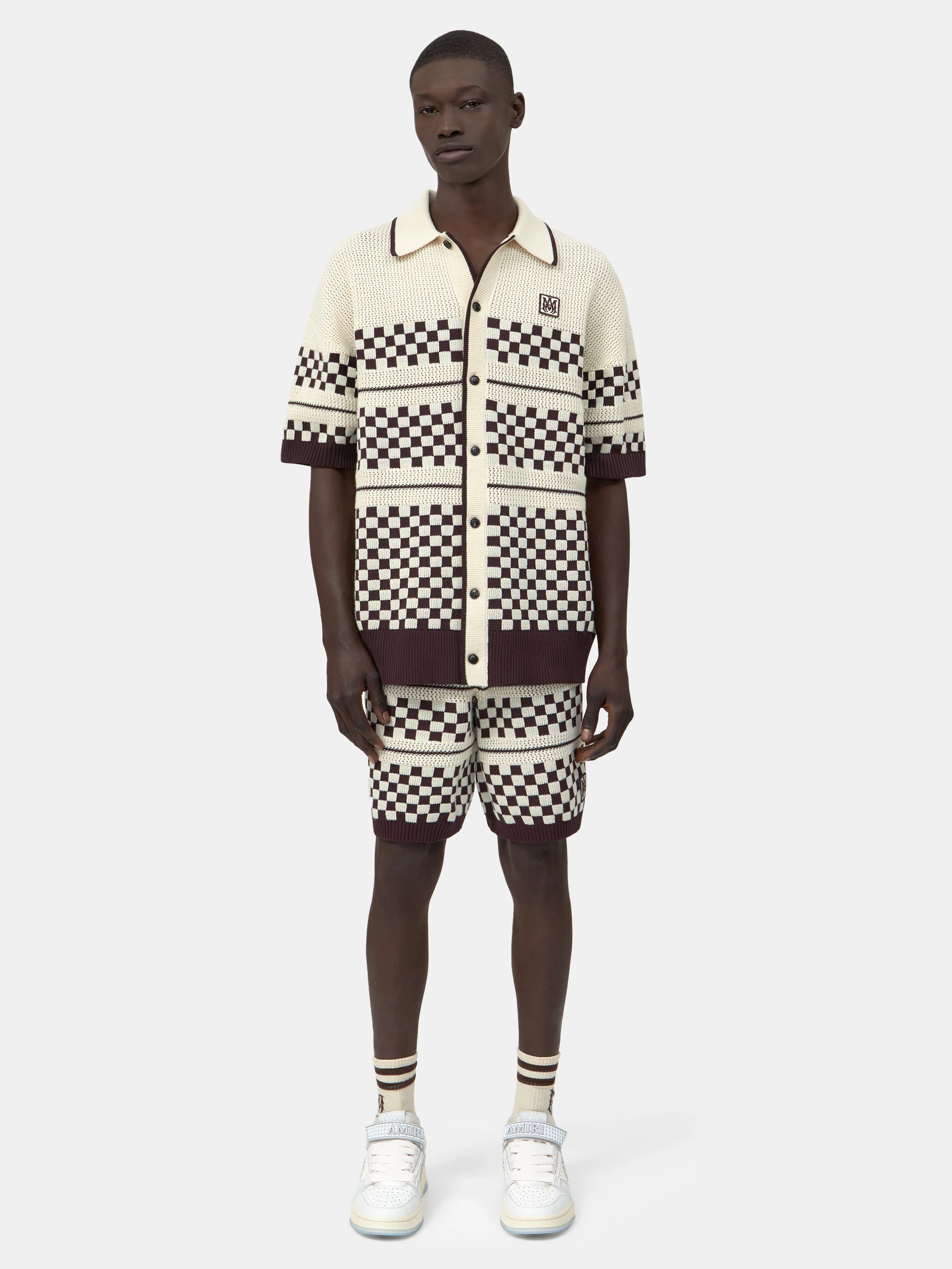 CHECKERED MESH SHIRT - Alabaster