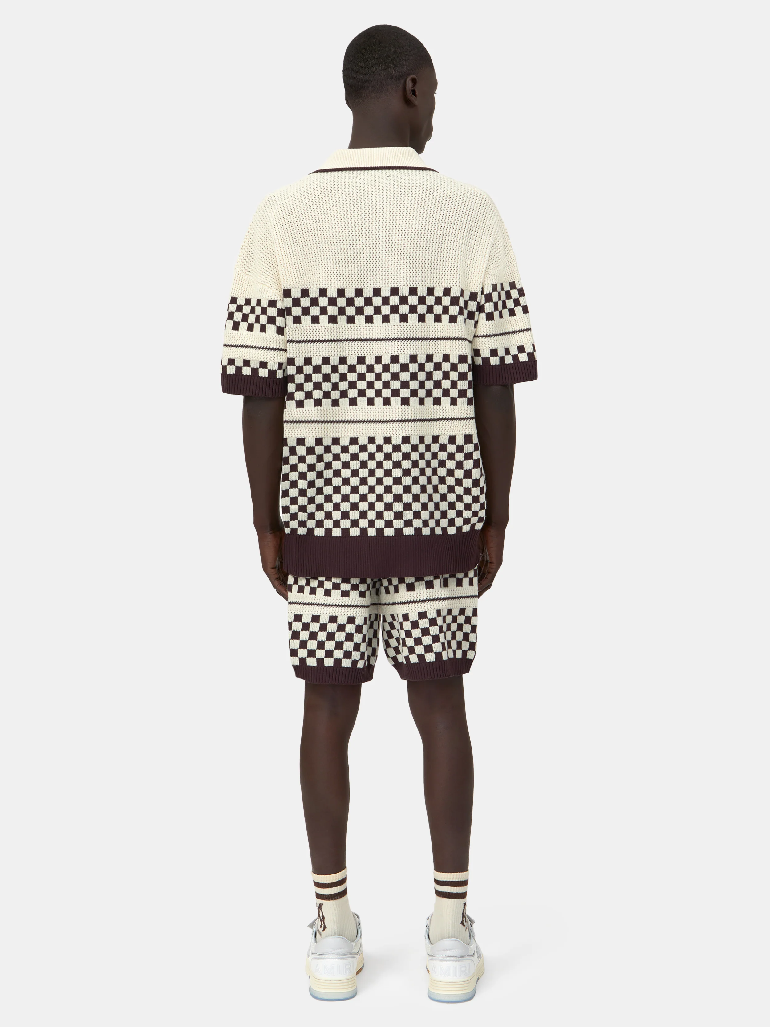 CHECKERED MESH SHIRT - Alabaster