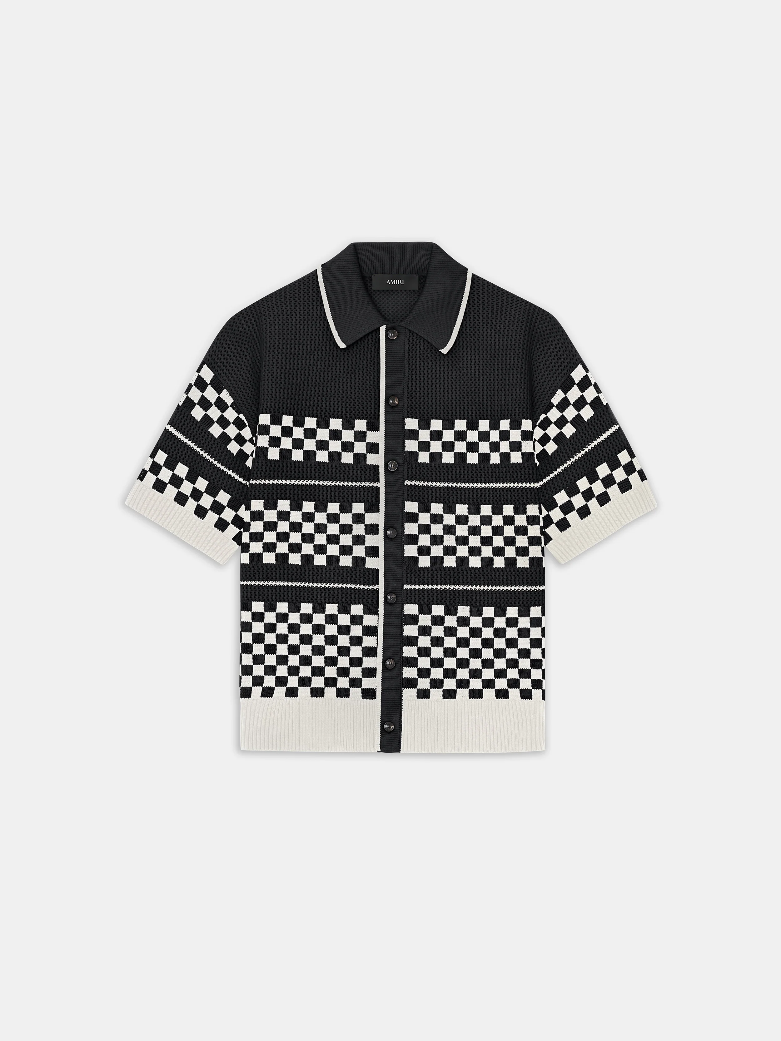 4703-checkered-mesh-shirt-black-1.webp CHECKERED MESH SHIRT - Black