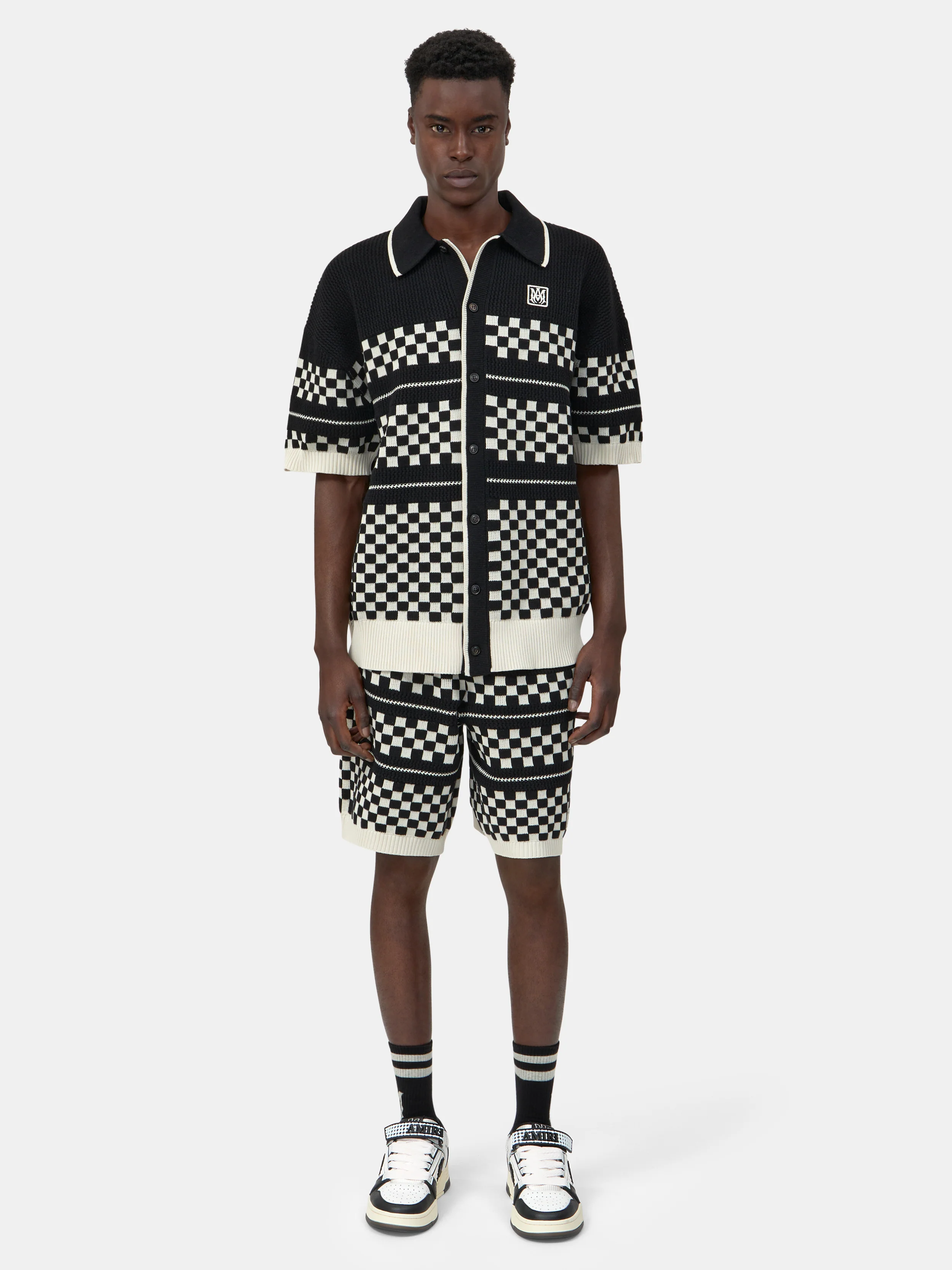 4703-checkered-mesh-shirt-black-2.webp CHECKERED MESH SHIRT - Black