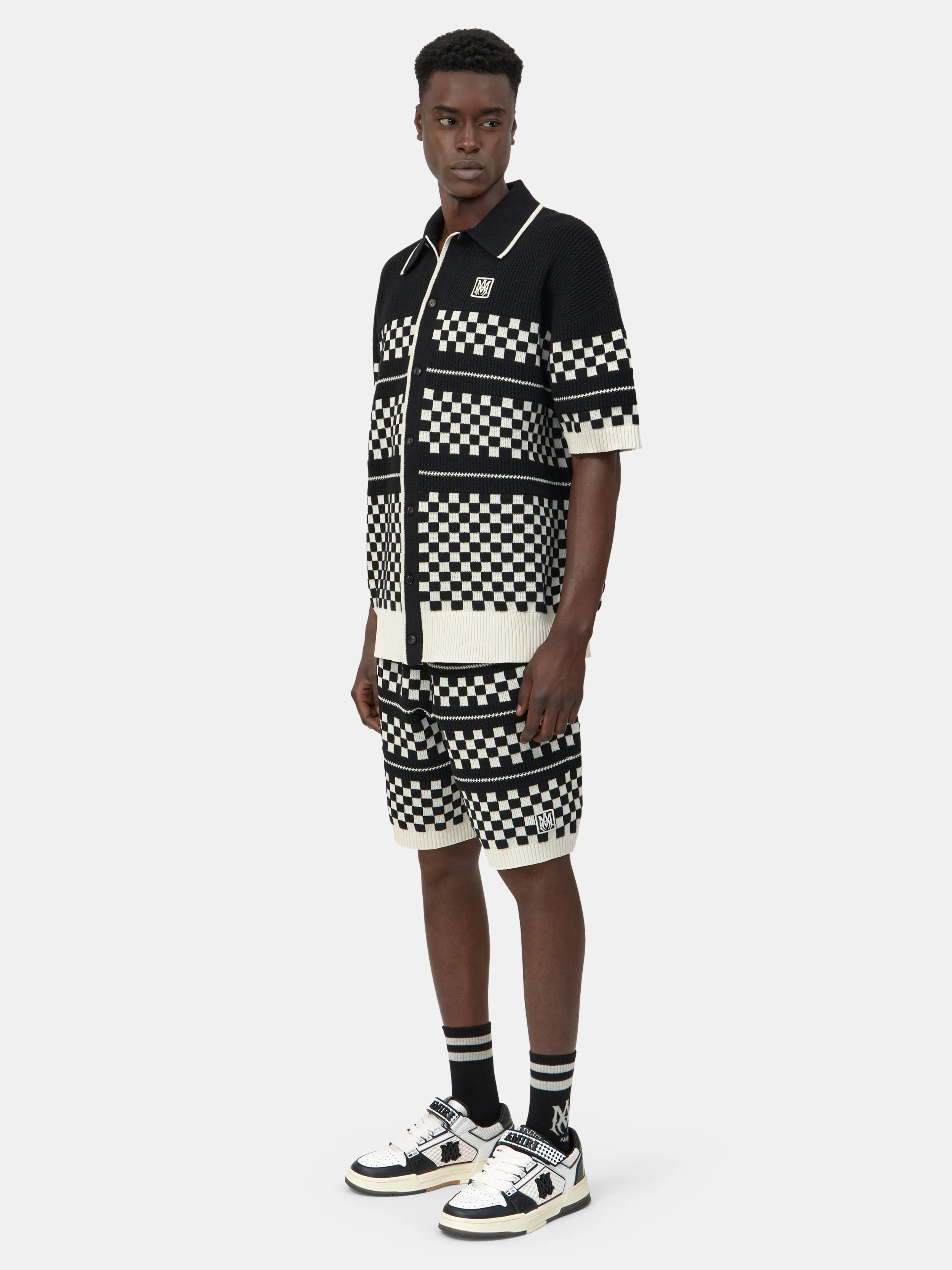 4703-checkered-mesh-shirt-black-3.webp CHECKERED MESH SHIRT - Black