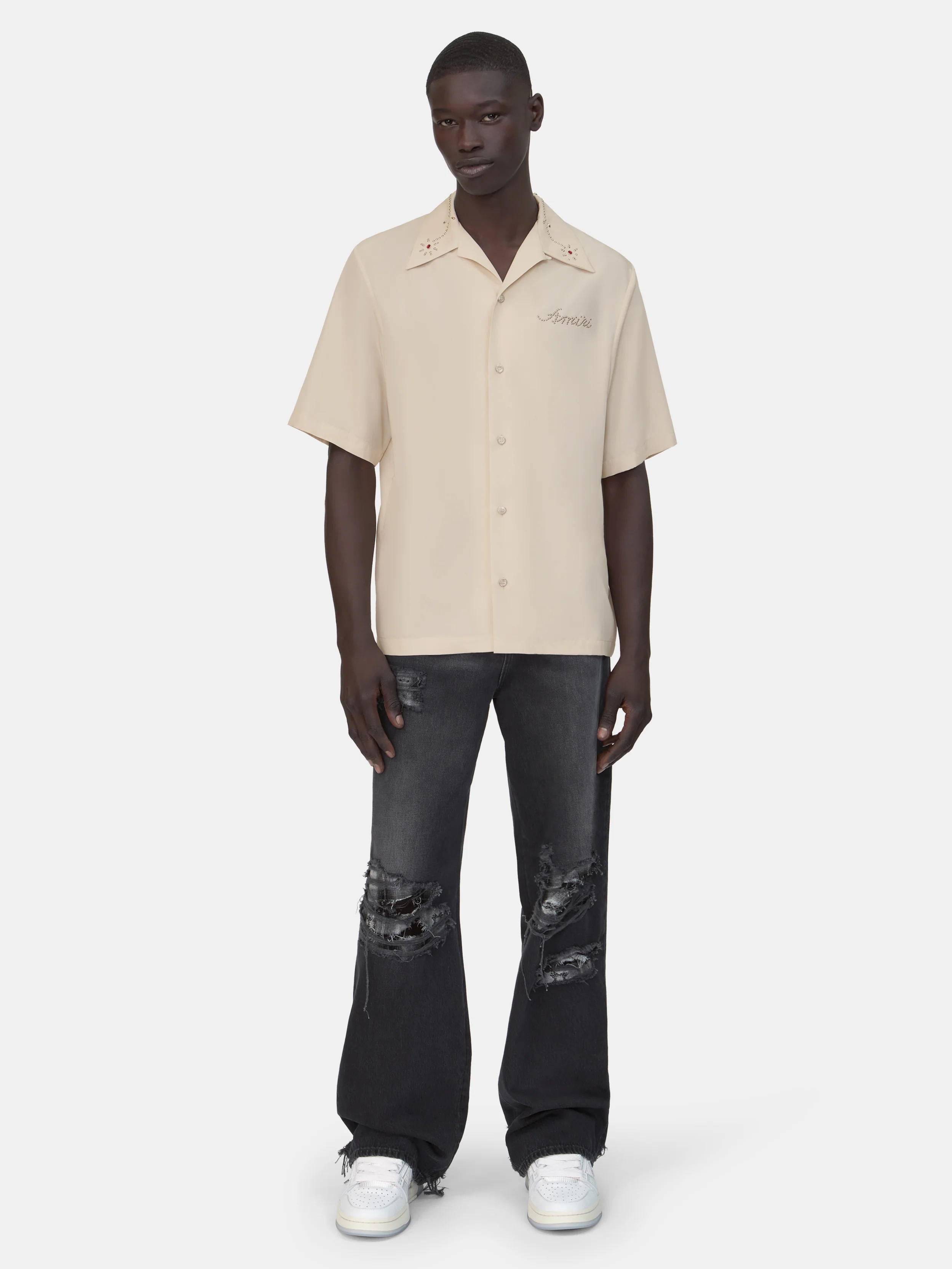 AMIRI STUD CAMP SHIRT - Ivory