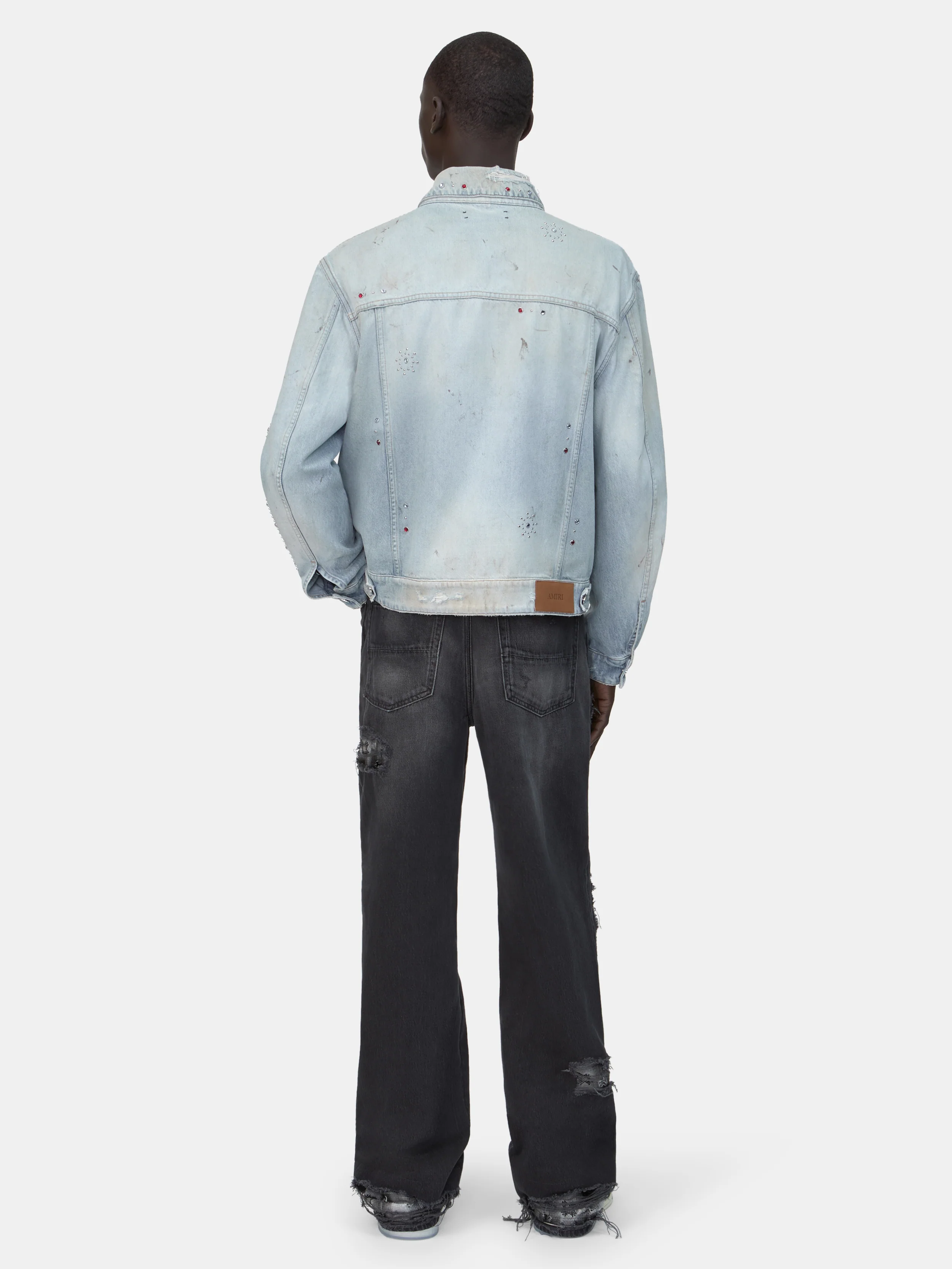 BONES STUDDED TRUCKER JACKET - Perfect Antique Indigo