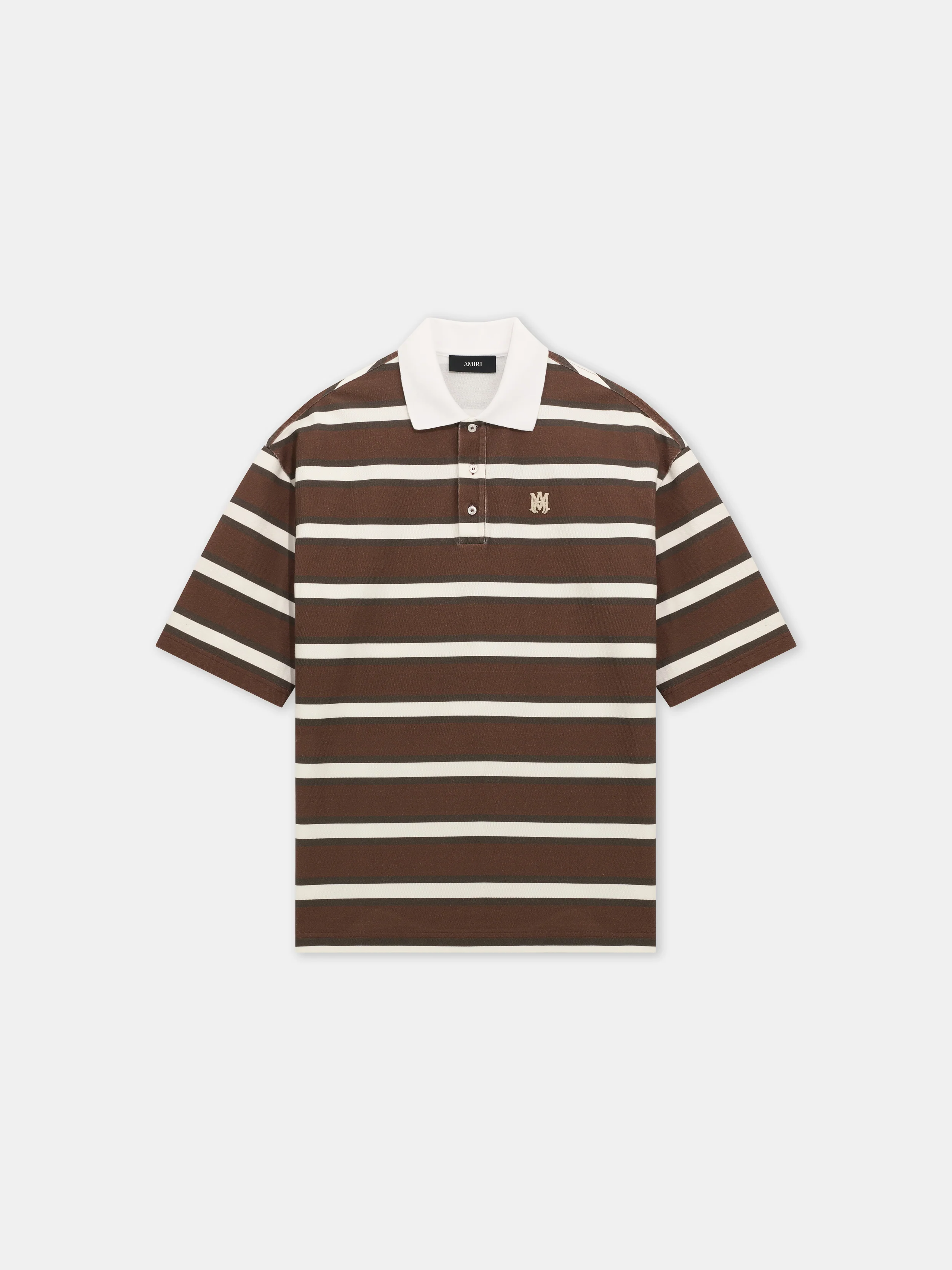 MA STRIPED OVERSIZED POLO - Tobacco