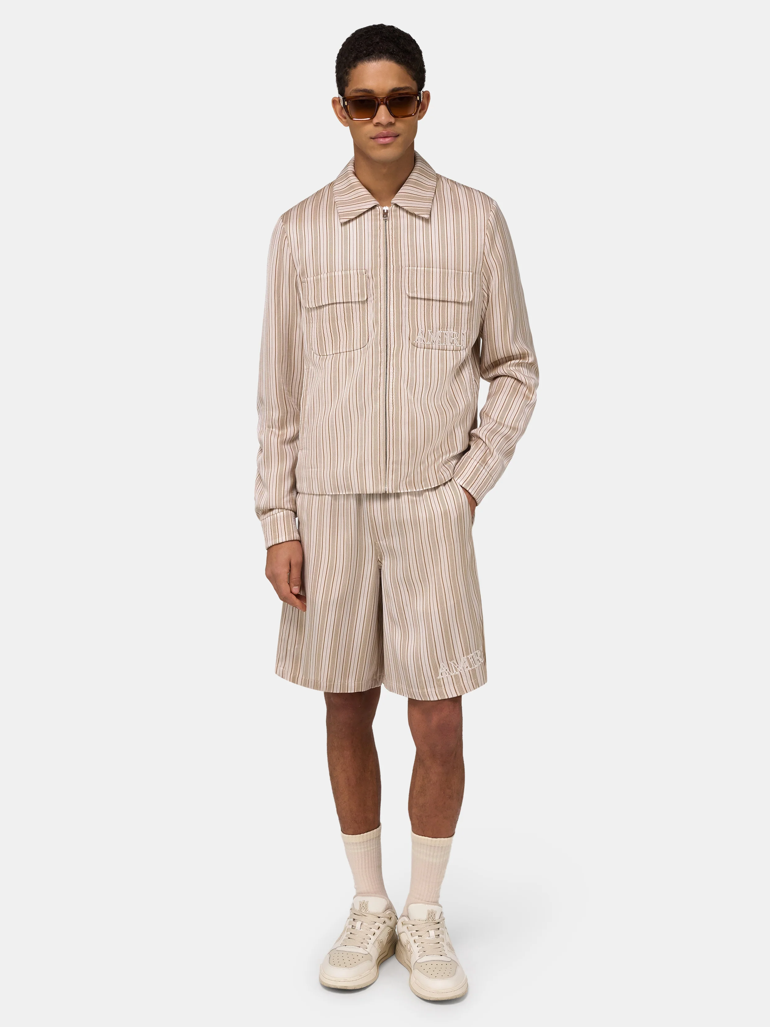 AMIRI STRIPED BLOUSON - Alabaster