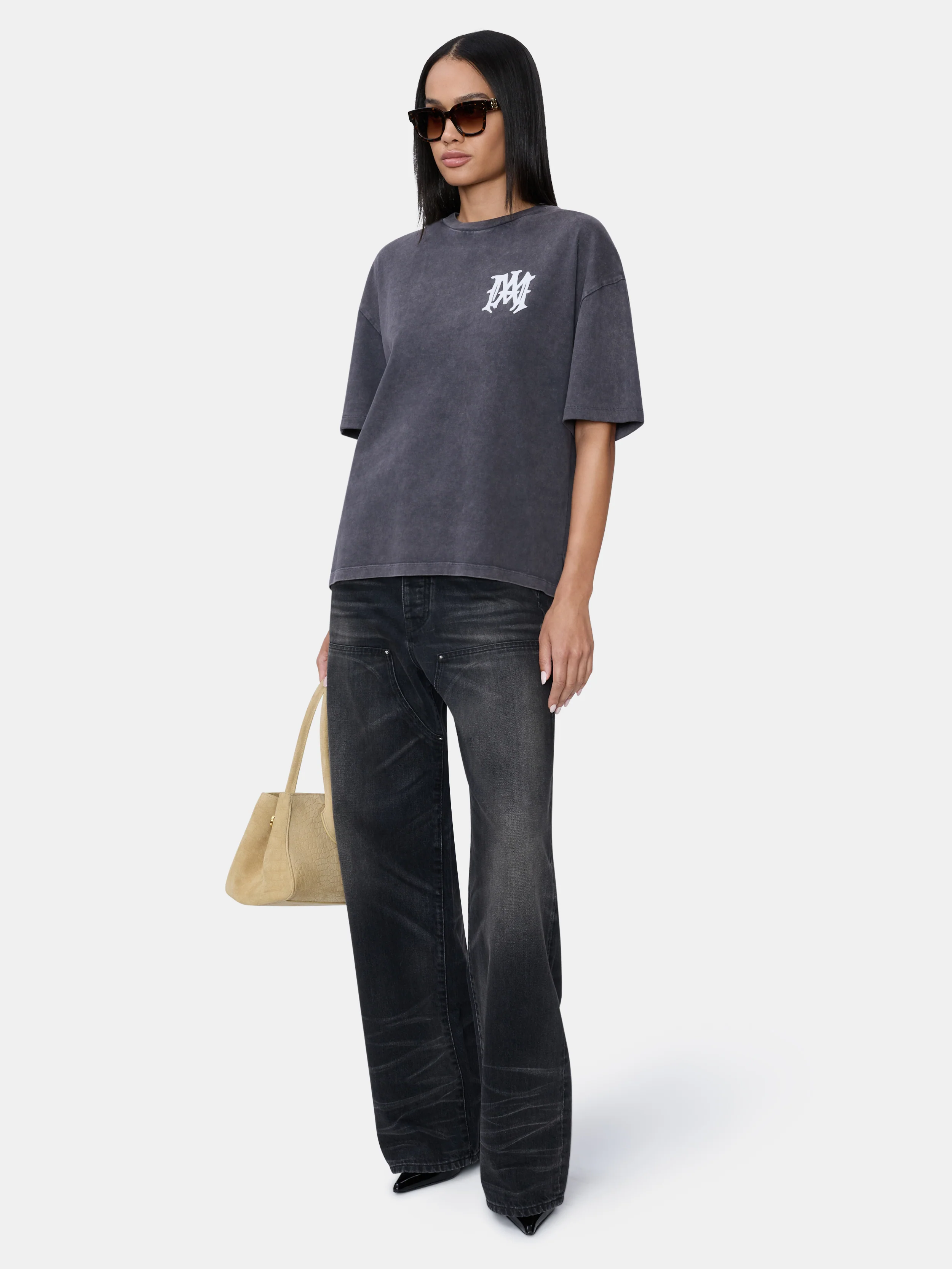WOMEN - WOMEN'S AMIRI HOLLYWOOD OVERSIZED TEE - Black