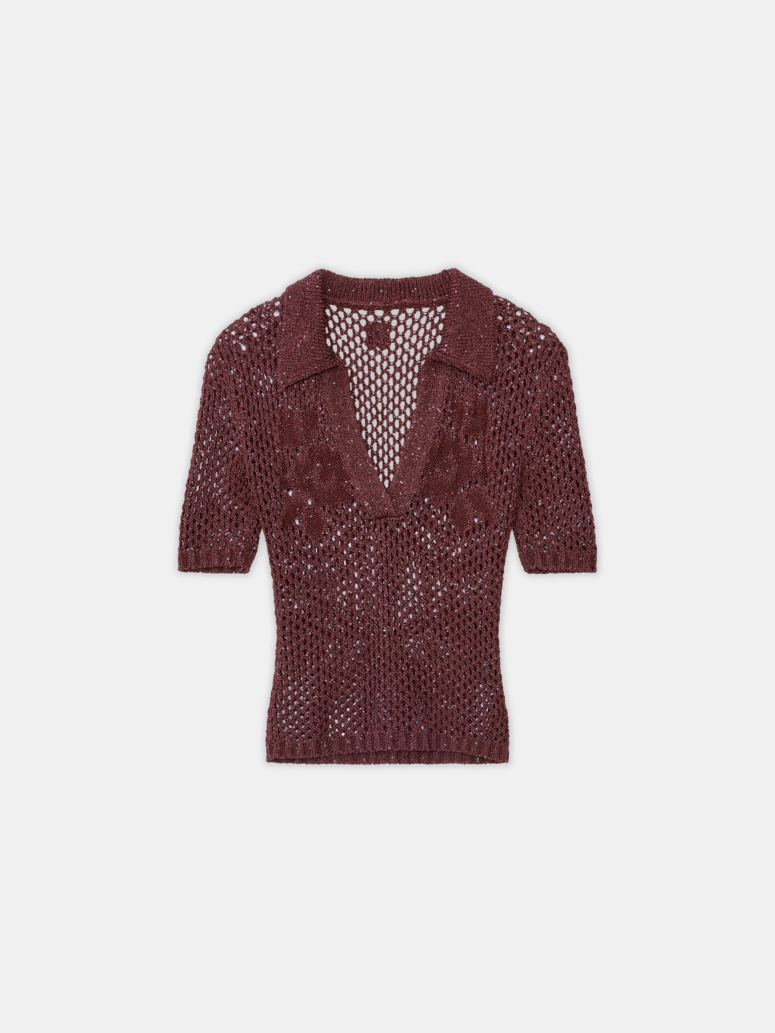 WOMEN - WOMEN'S FLORAL CROCHET POLO - Tobacco