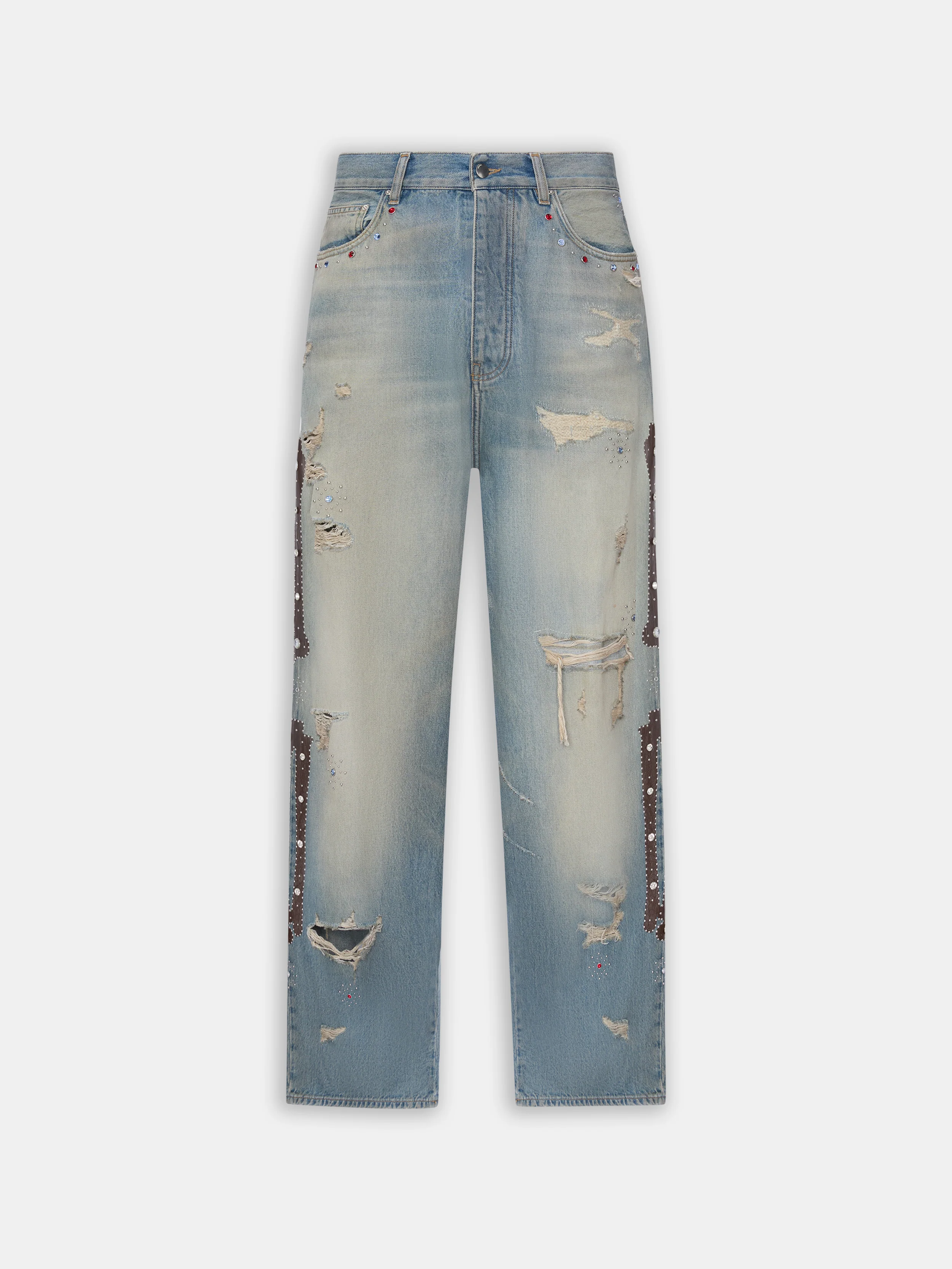 BONES STUDDED BAGGY JEAN - Driftwood Blue