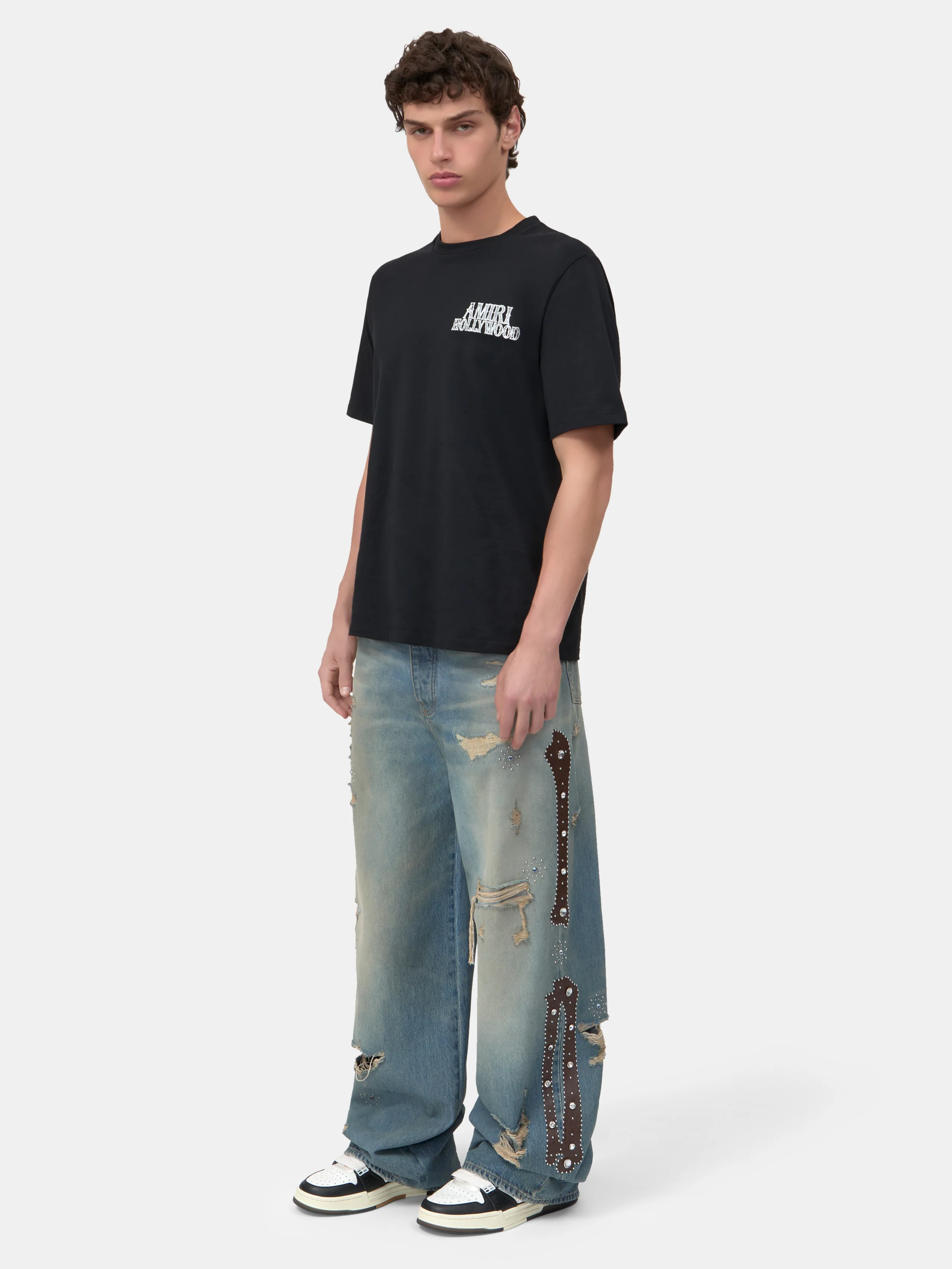 BONES STUDDED BAGGY JEAN - Driftwood Blue