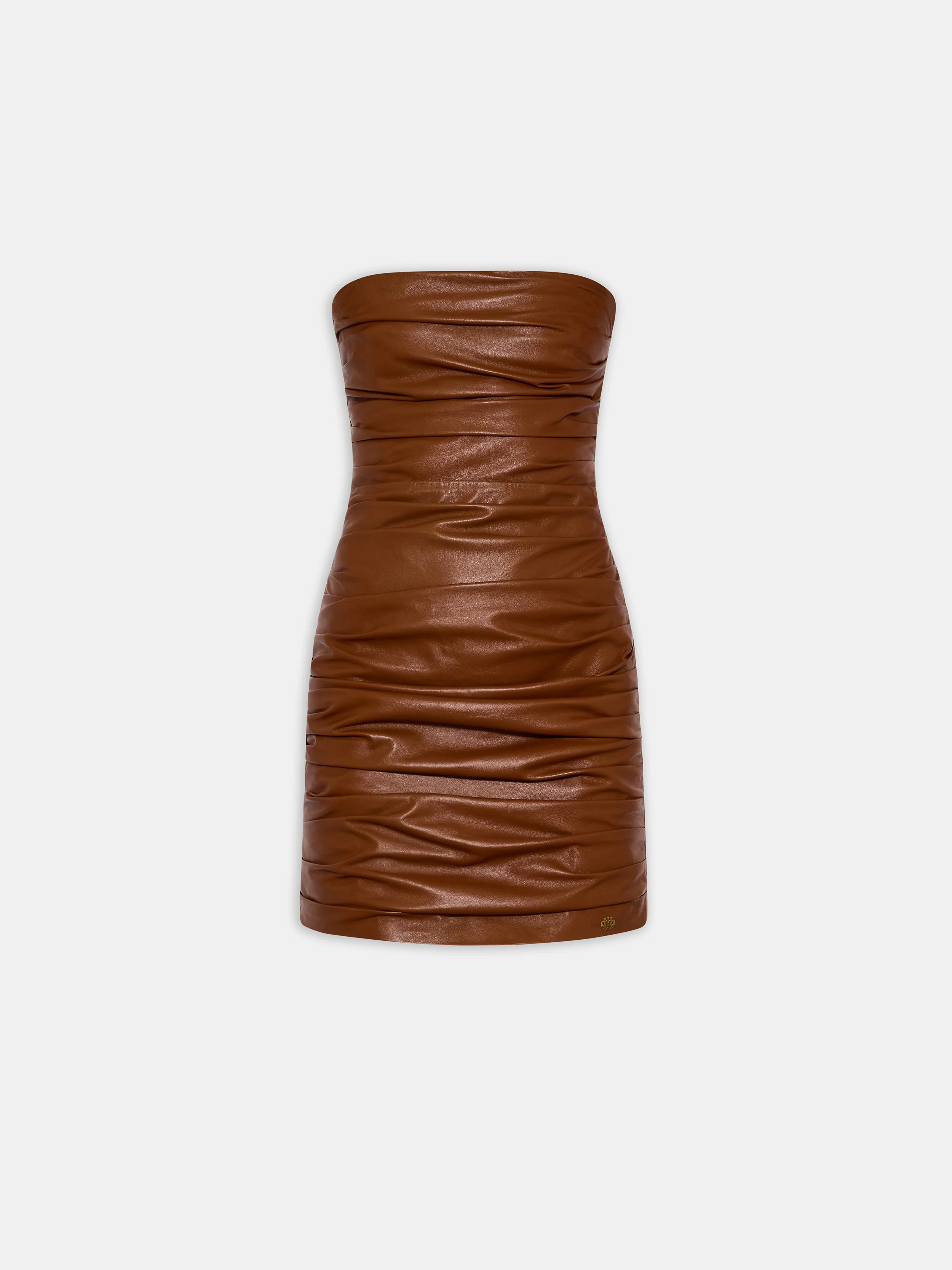 WOMEN - WOMEN'S ROUCHED LEATHER MINI DRESS - Bourbon