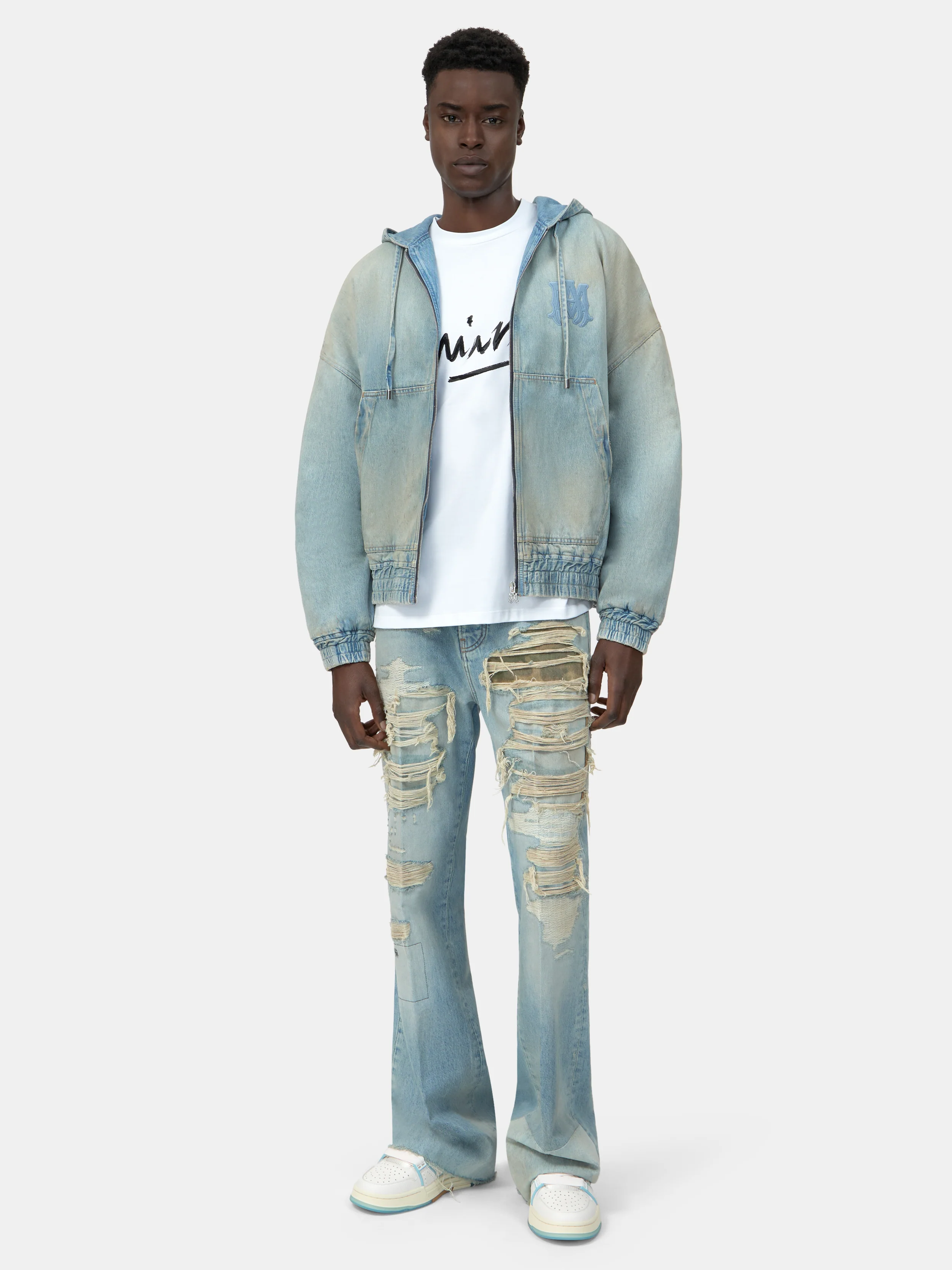 MA DENIM ZIP HOODIE - Perfect Antique Indigo