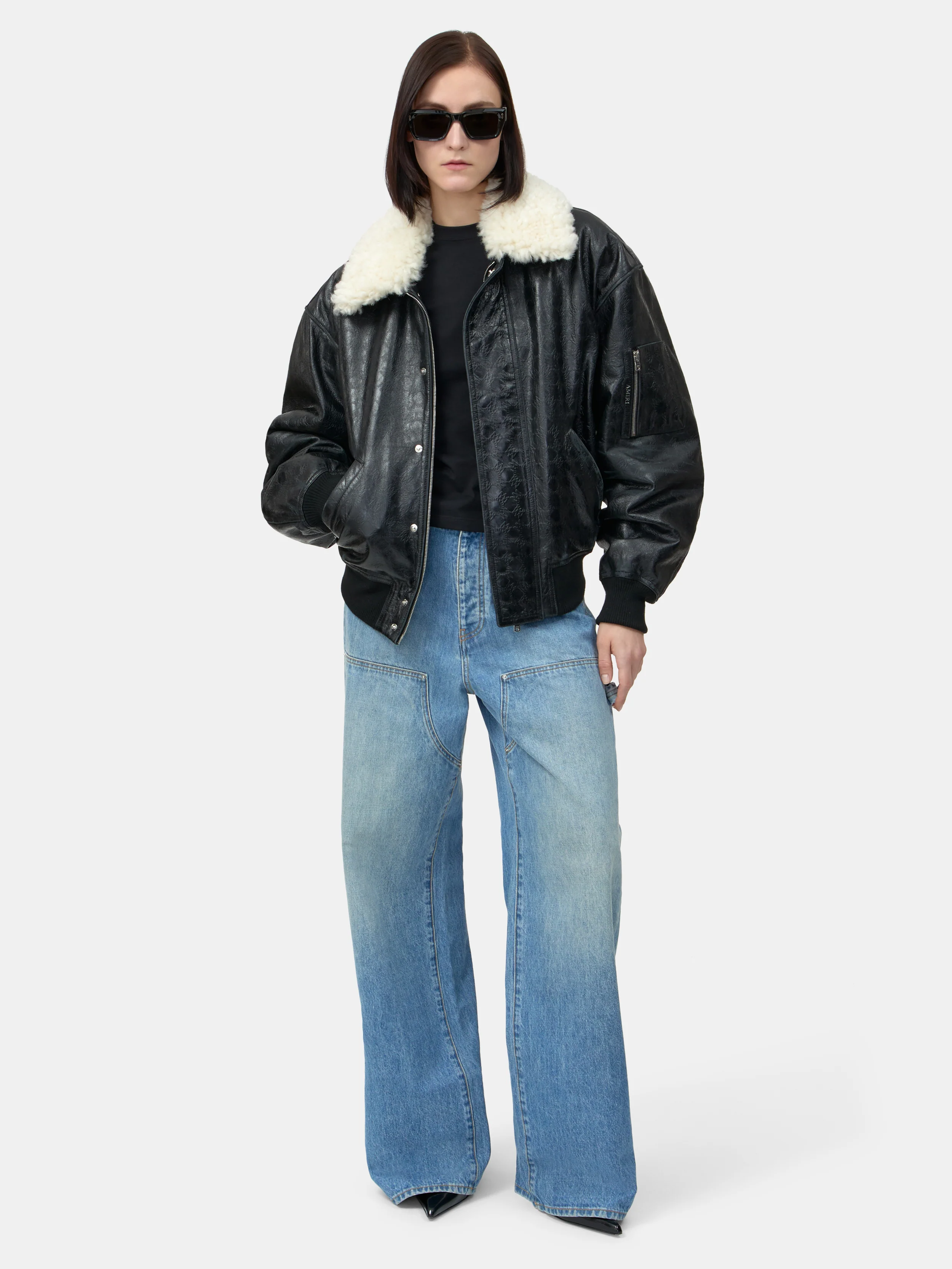 WOMEN - WOMEN'S MA QUAD LEATHER BOMBER JACKET - Black