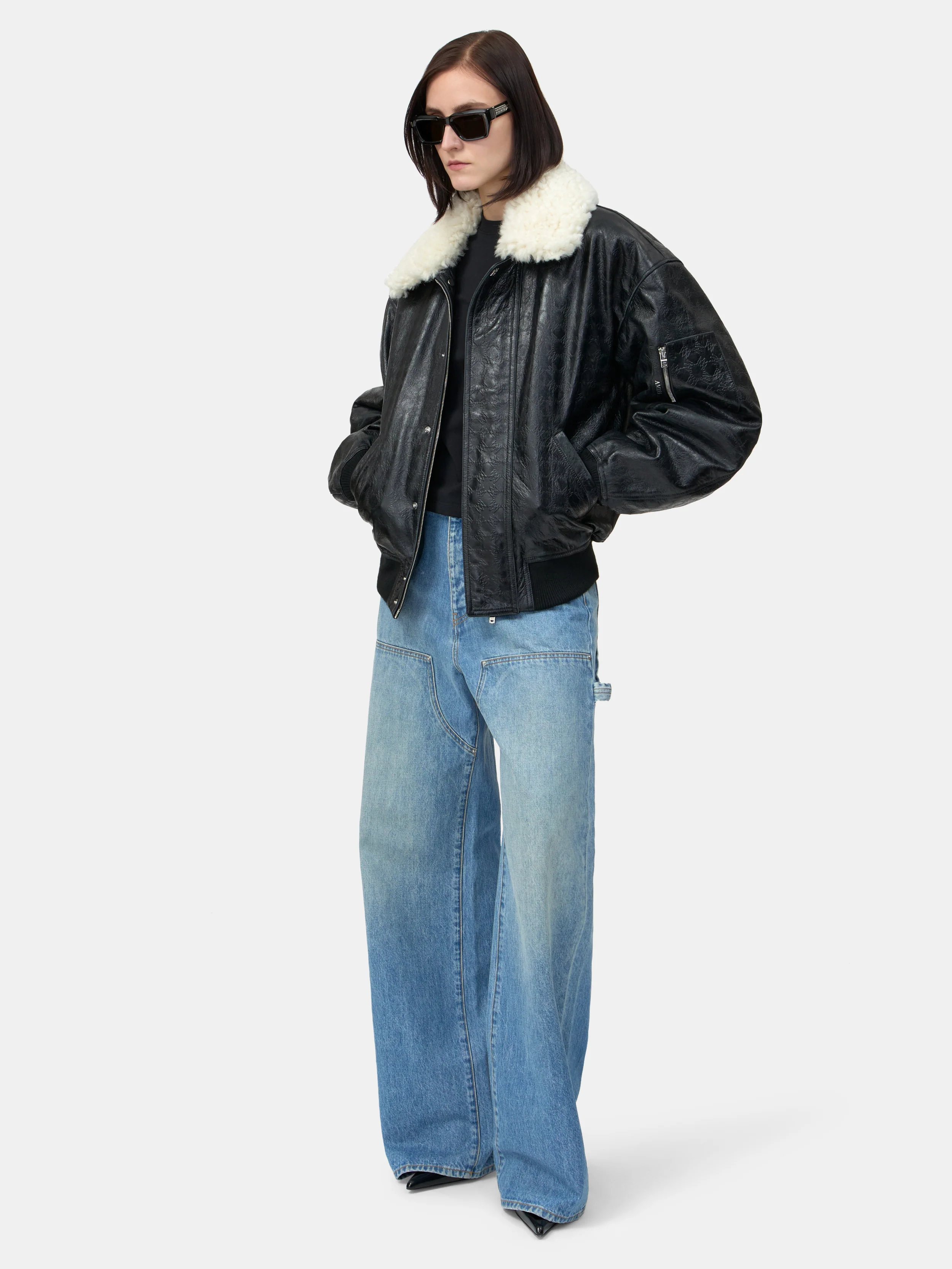 WOMEN - WOMEN'S MA QUAD LEATHER BOMBER JACKET - Black