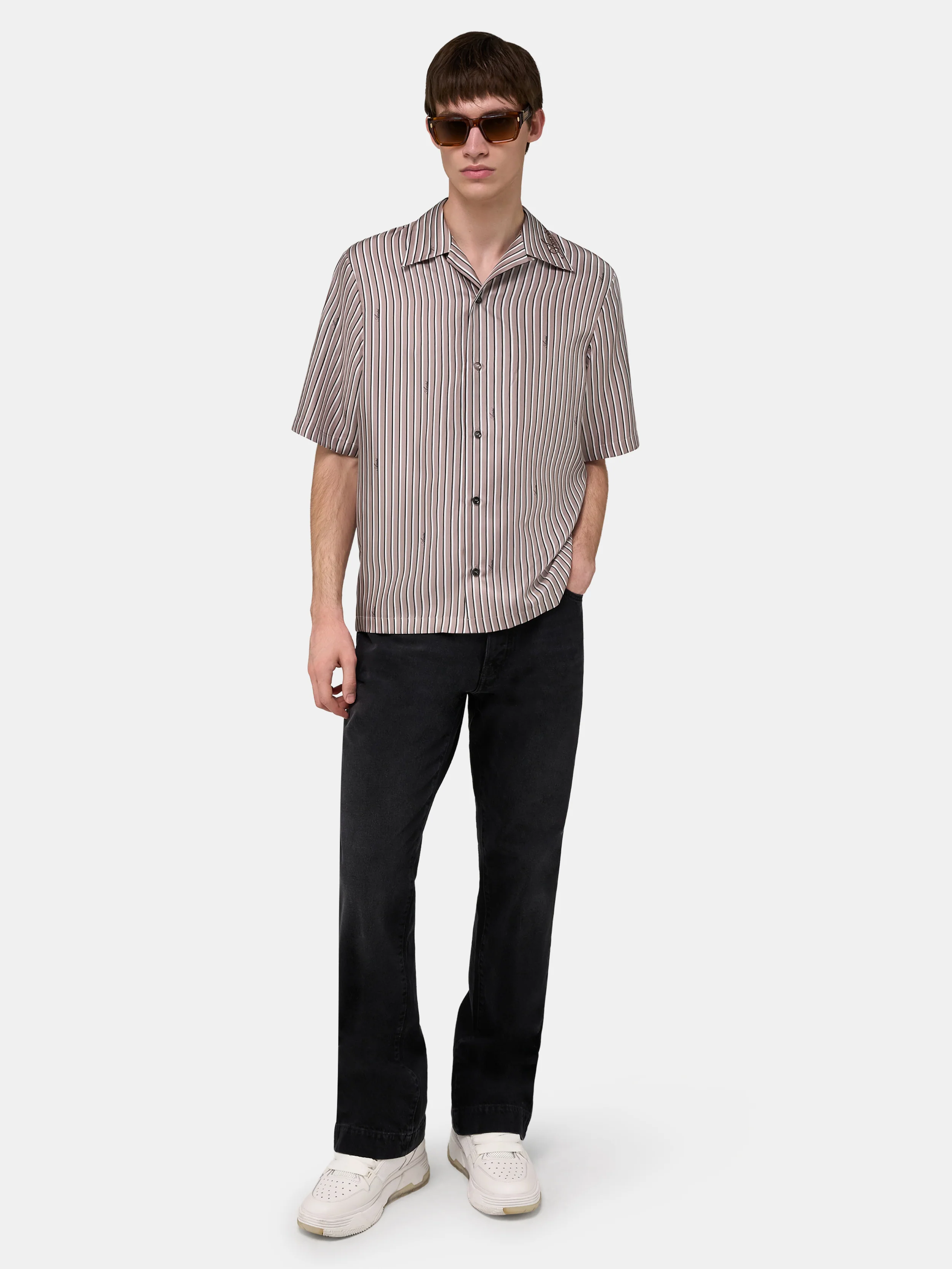 AMIRI SCRIPT BOWLING SHIRT - Mocha