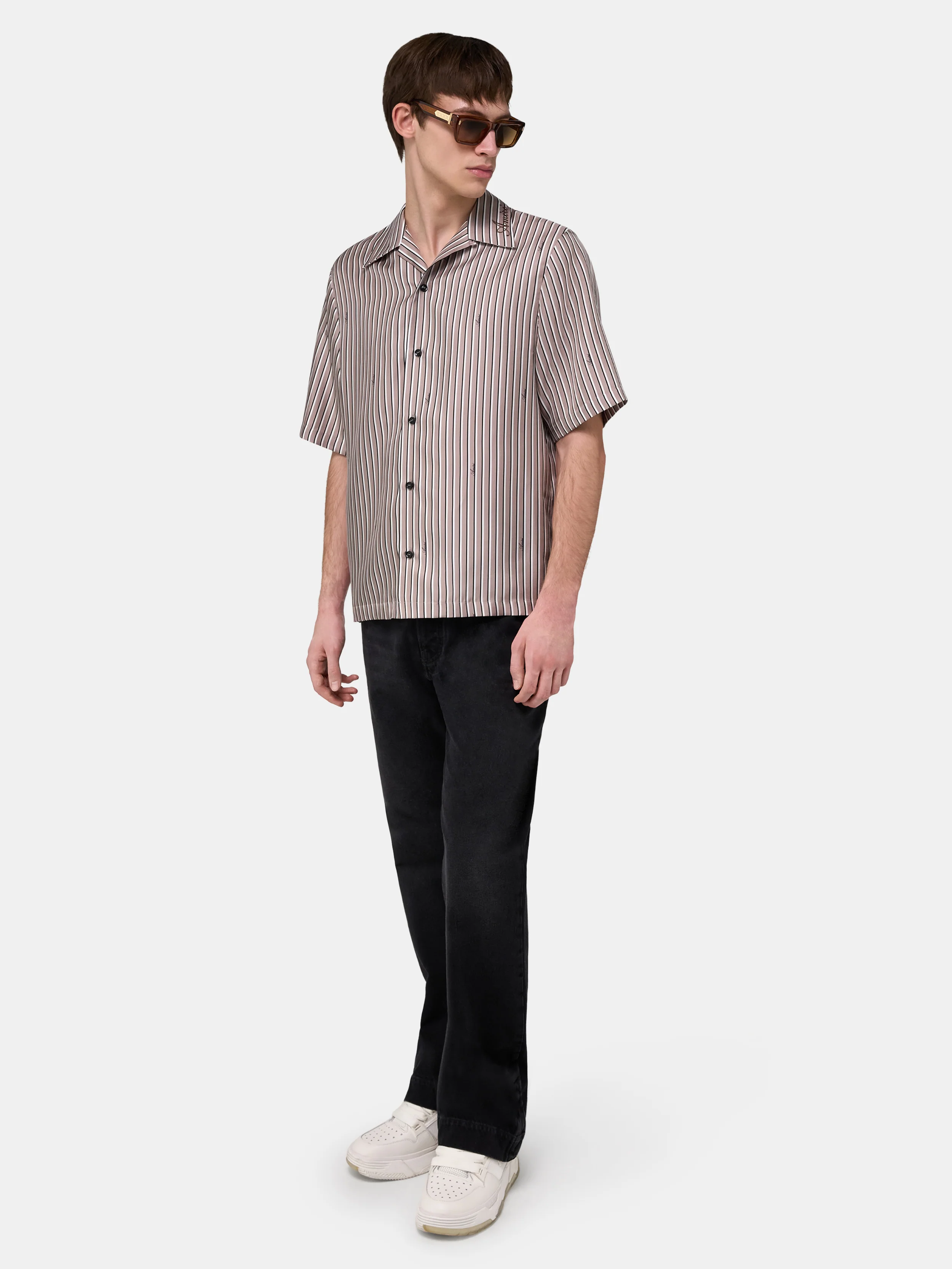AMIRI SCRIPT BOWLING SHIRT - Mocha