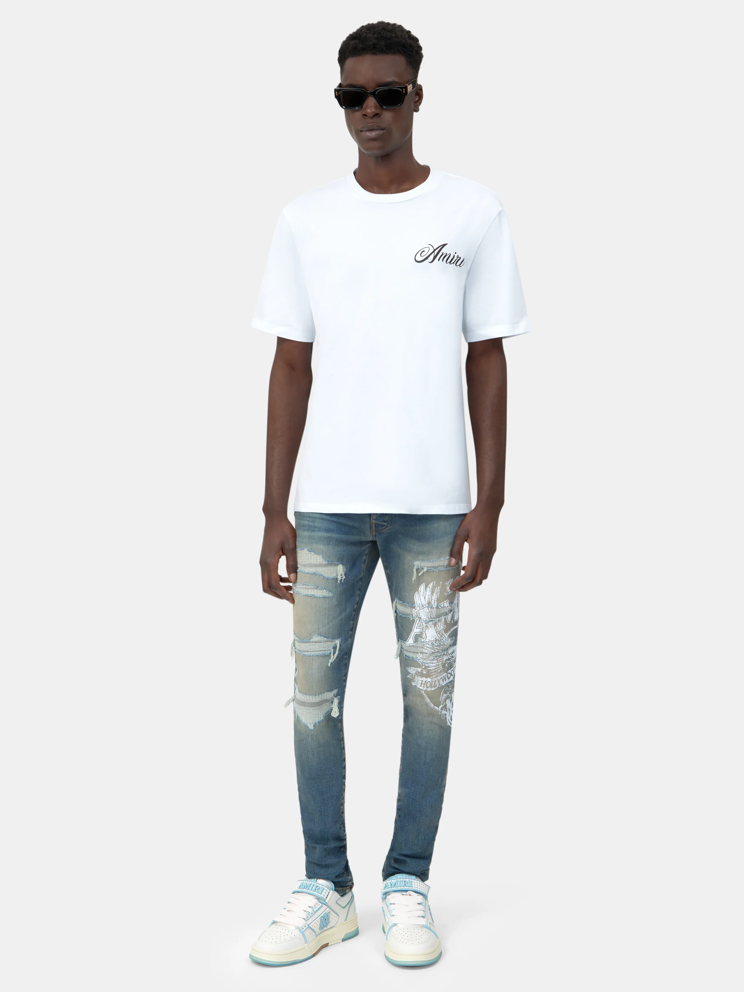 AMIRI EAGLE REPAIR SKINNY JEAN - Driftwood Blue
