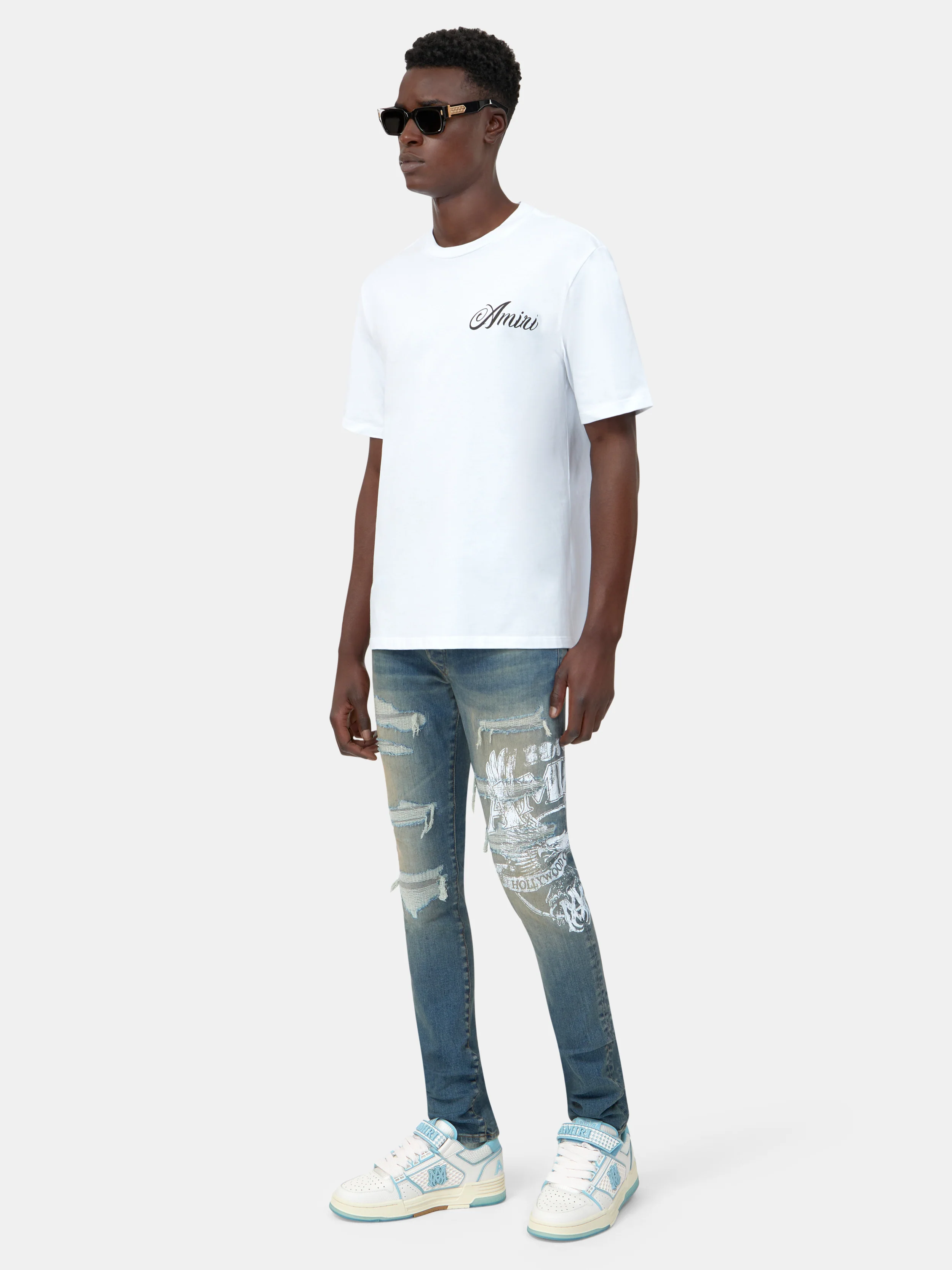 AMIRI EAGLE REPAIR SKINNY JEAN - Driftwood Blue