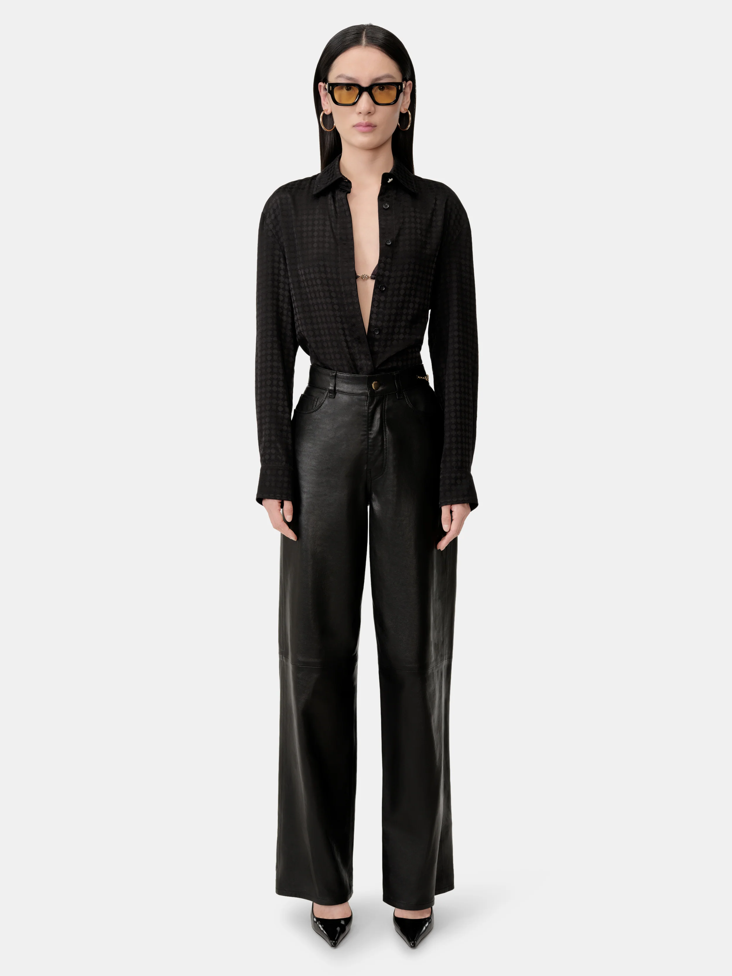 WOMEN - WOMEN'S LEATHER STRAIGHT PANT - Black