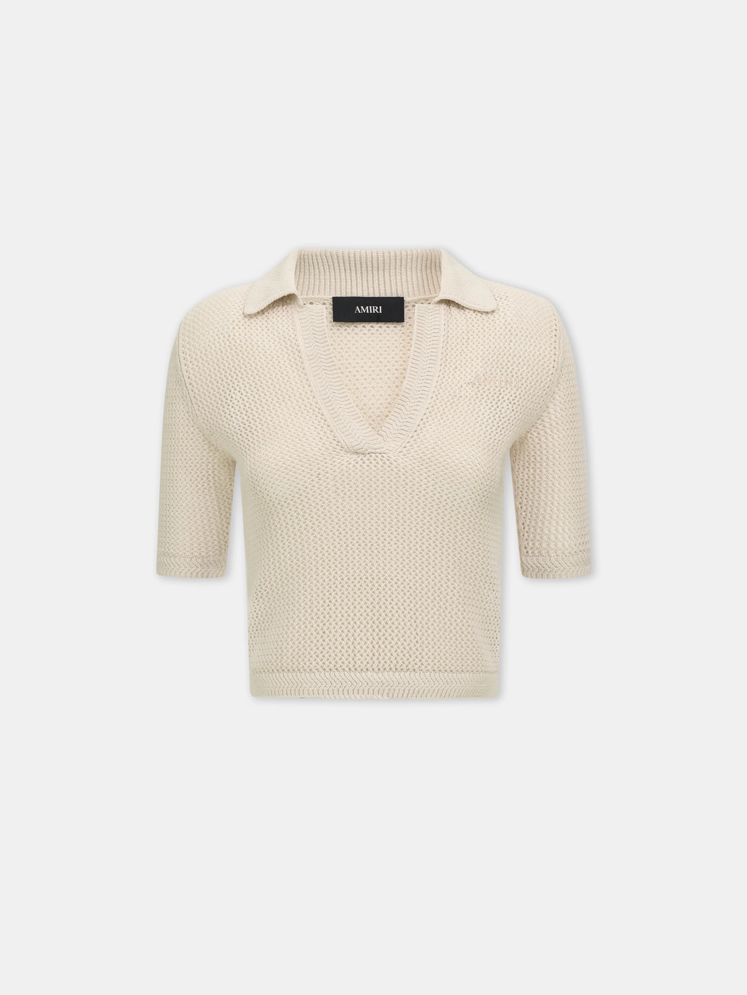 WOMEN - WOMEN'S AMIRI CROCHET MESH POLO - Alabaster