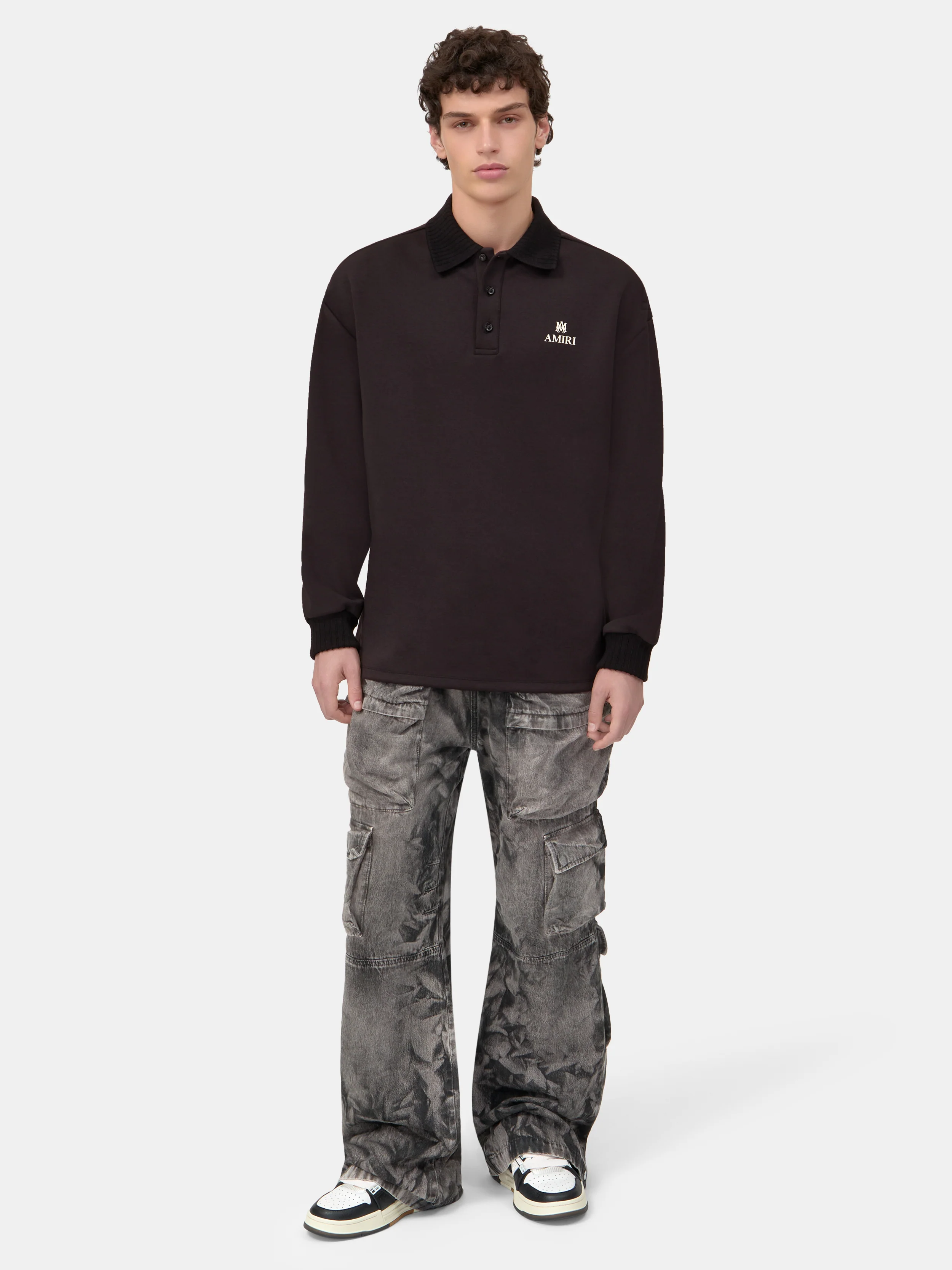 MA OVERSIZED LONG SLEEVE POLO - Black