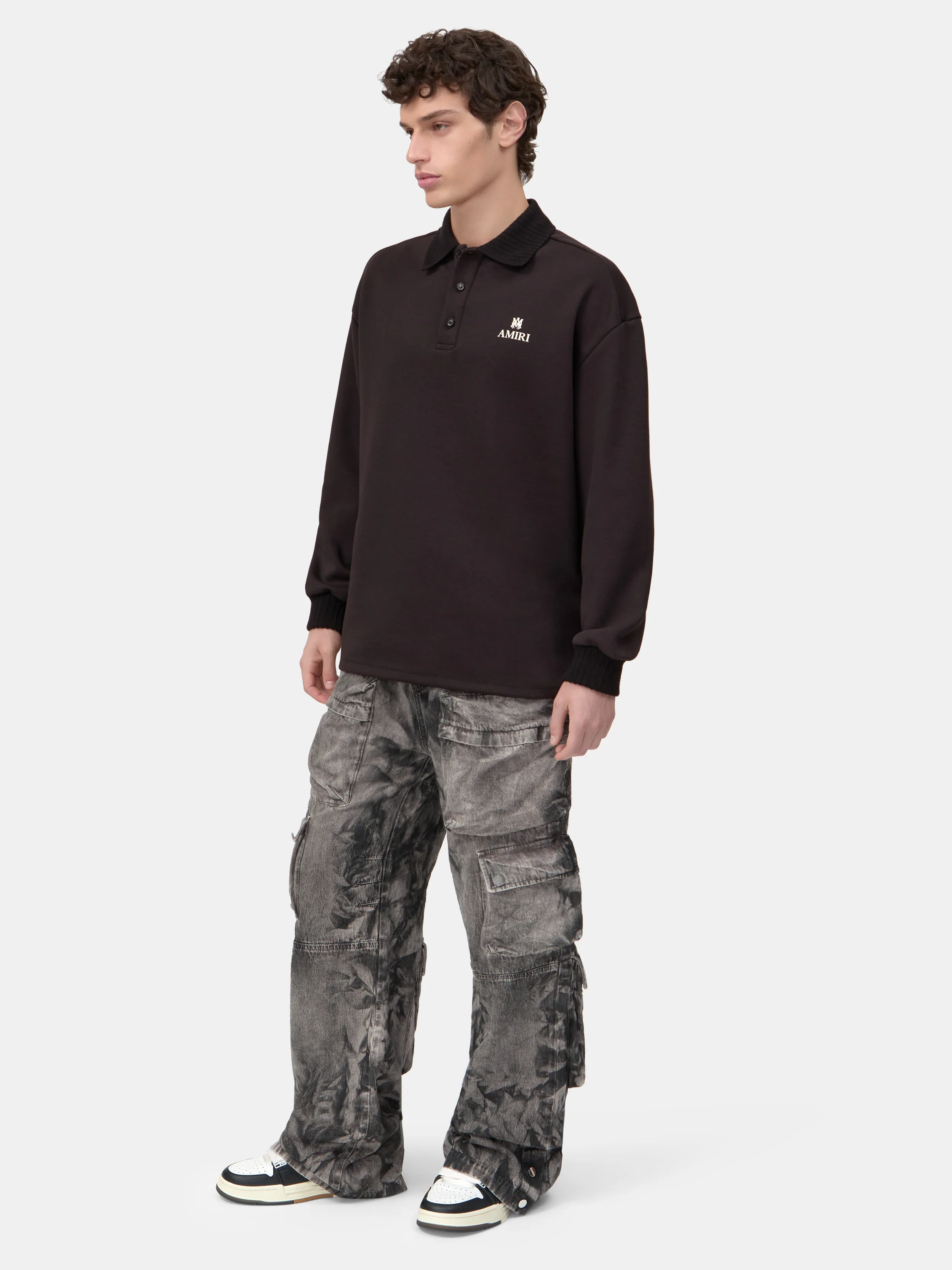 MA OVERSIZED LONG SLEEVE POLO - Black