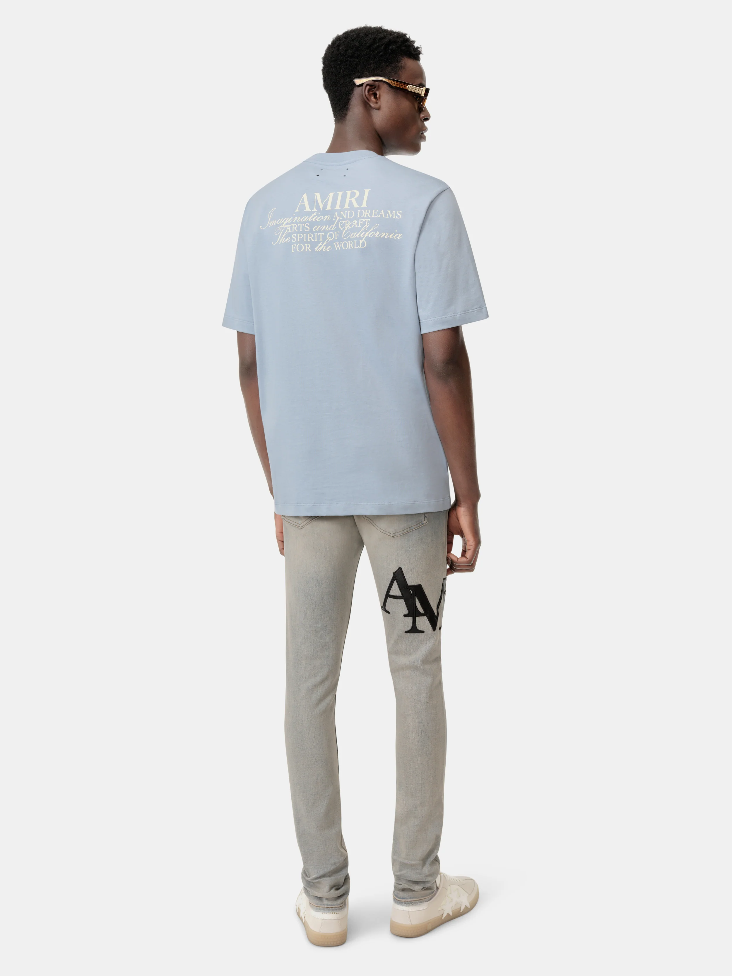 STAGGERED LOGO SKINNY JEAN - ANTIQUE INDIGO