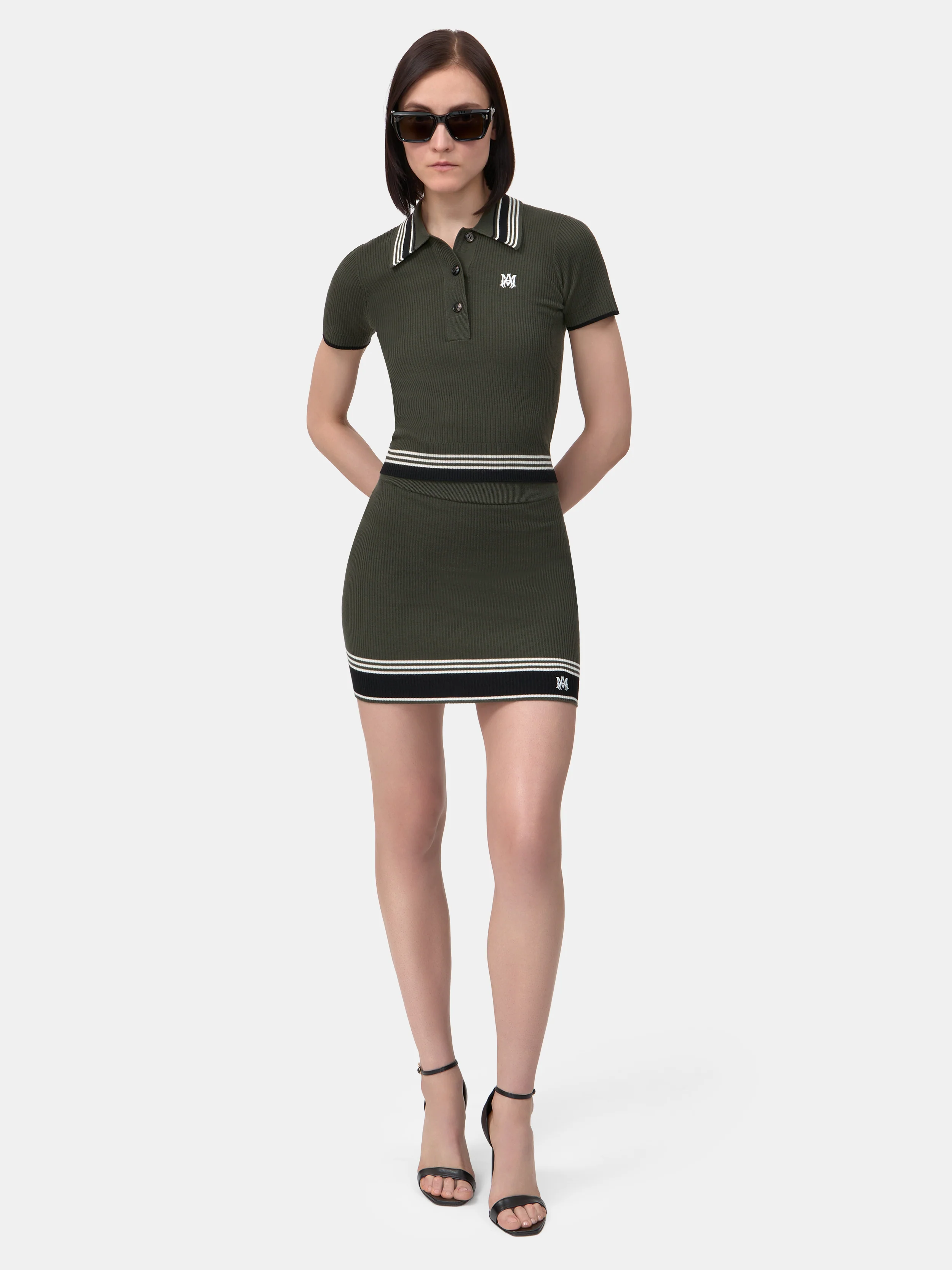 WOMEN - WOMEN'S MA STRIPE MINI SKIRT - Dark Sage