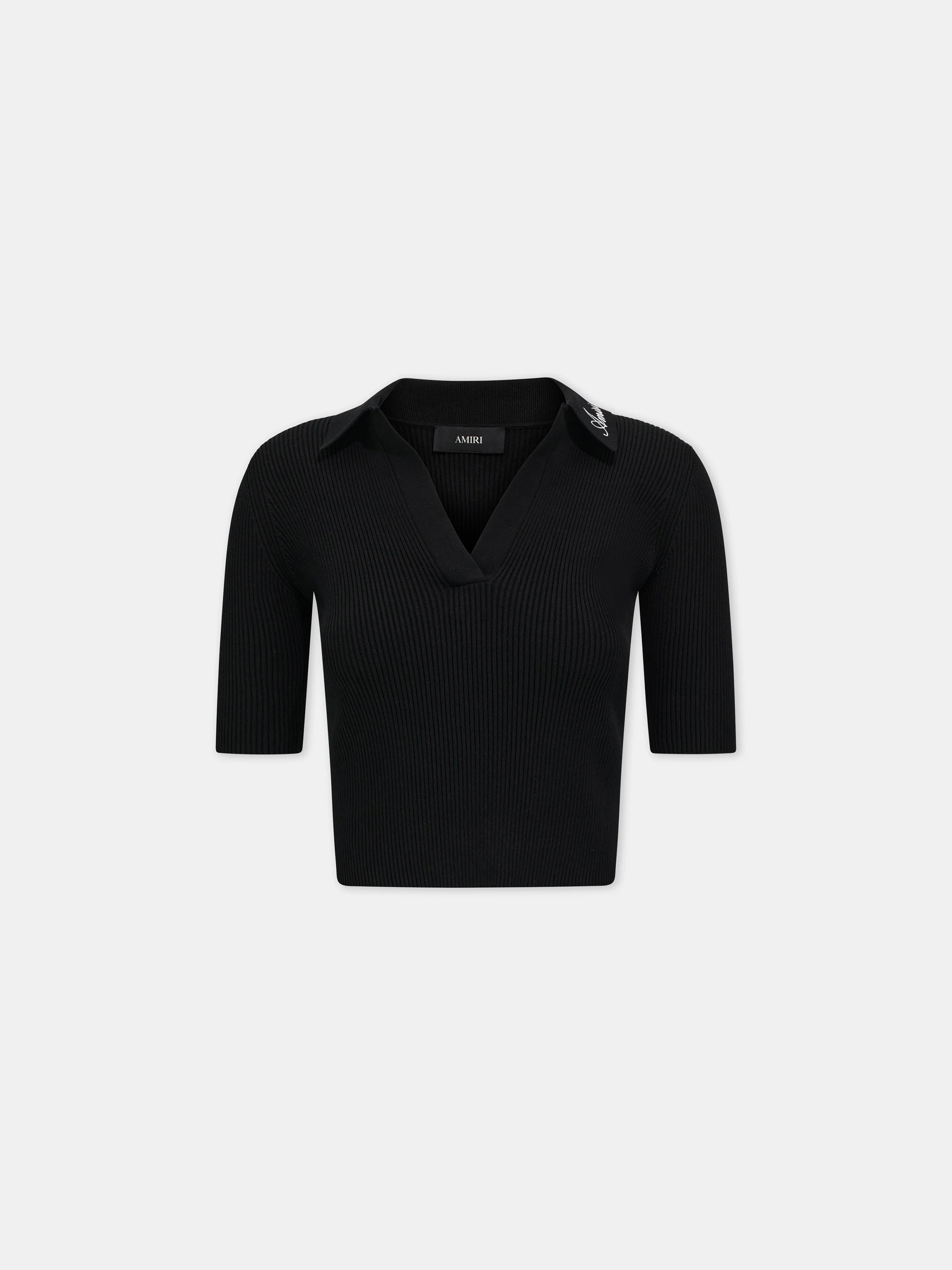 WOMEN - WOMEN'S SCRIPT RIB KNIT SS POLO - Black